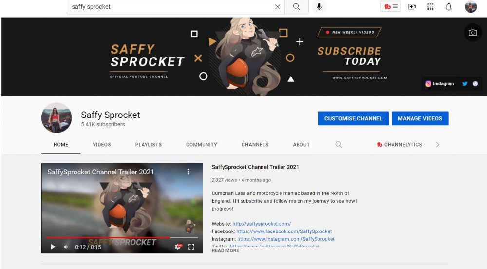 Saffy Sprocket Youtube Channel