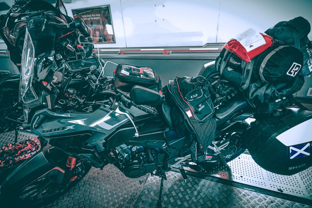 Motorcycle on the LeShuttle EuroTunnel