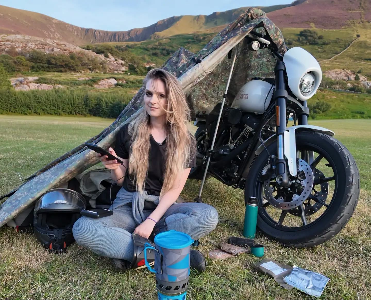 I tried to take a Harley-Davidson motorcycle camping